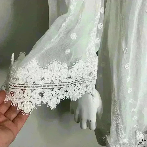 Strut & Bolt White Lace Long Sleeve Bell Sleeves Dress Size M - Picture 6 of 13